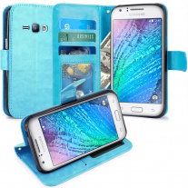 J1 Case, LK Luxury Wallet PU Leather Case Flip Cover with Card Slots & Stand For Samsung Galaxy J1 2015